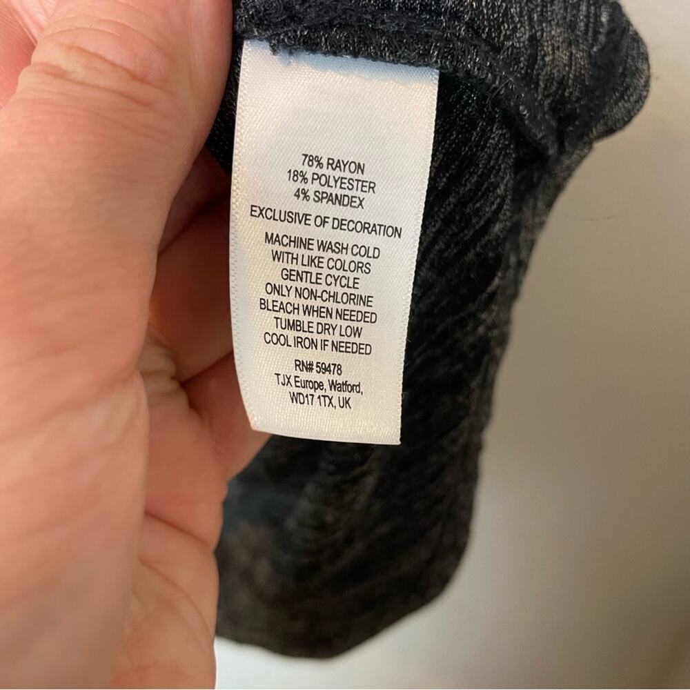 CYNTHIA ROWLEY Black & Charcoal Heathered Long Sleeve Top Size XL - Picture 5 of 7